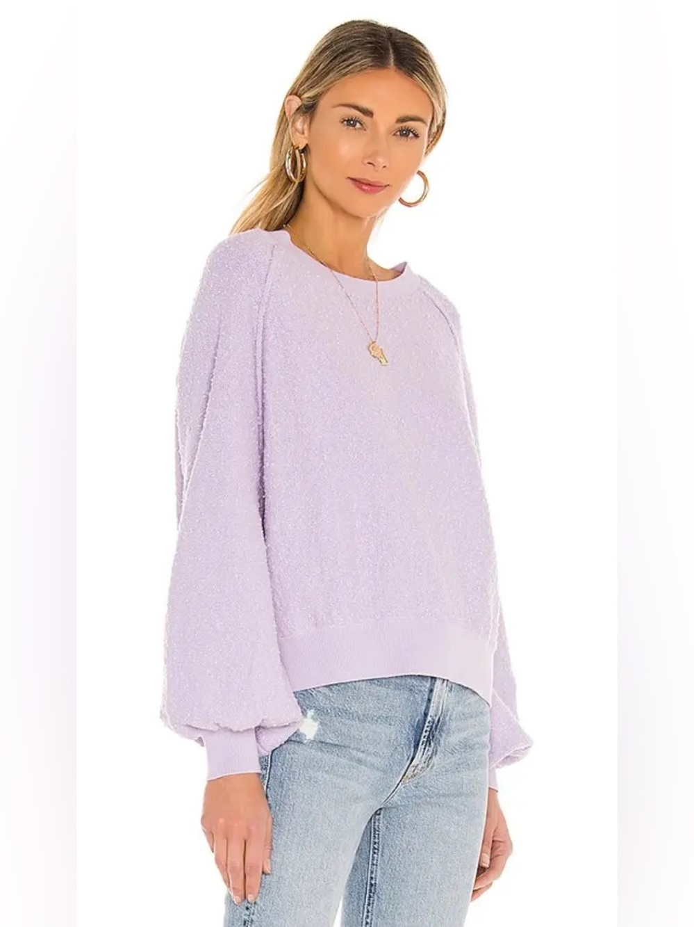 Free People Found My Friend Pullover soft lavender bouclé